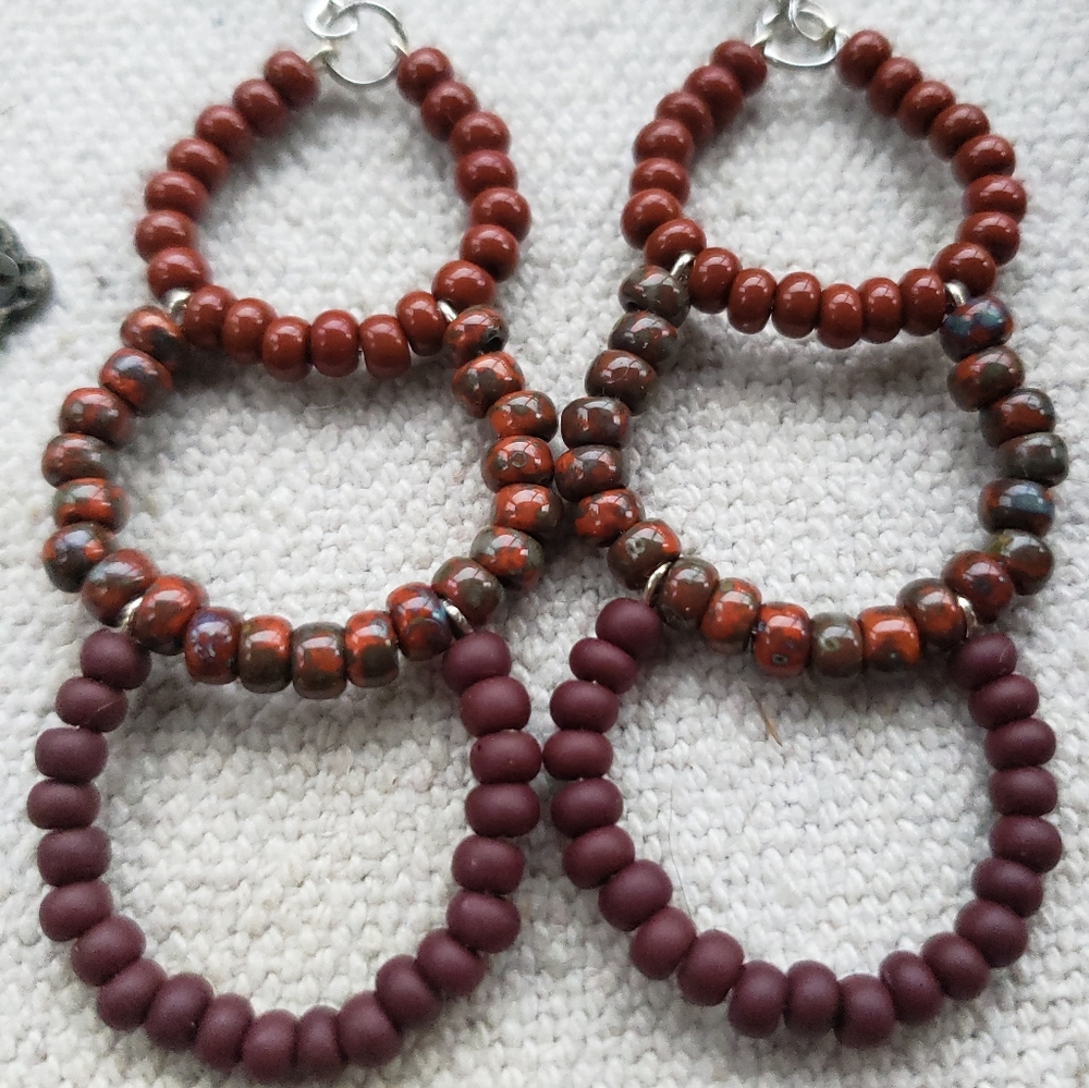 Red Hoop Earrings, Long Earrings, Bold Earrings, Statement Pieces - Picture 2 of 4